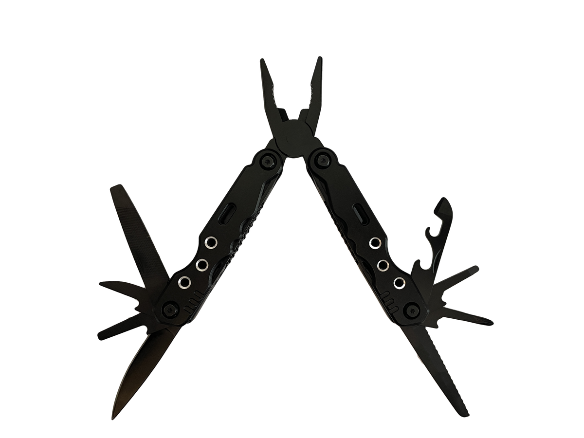 River Country Gear Folding Multi-Tool Pliers – Black, Knife, Saw, Screwdriver & Bottle Opener