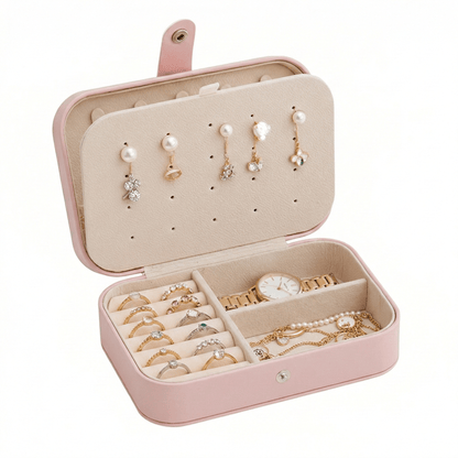 Portable Travel Jewelry Box – Small PU Leather Organizer Case