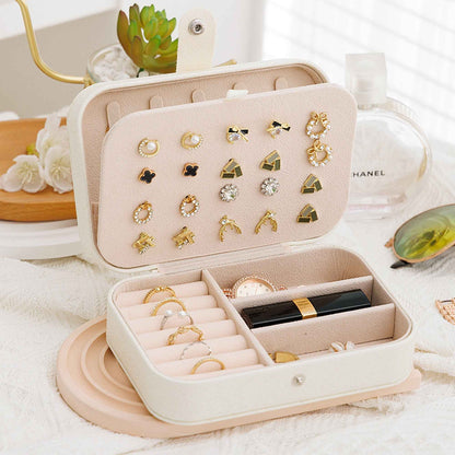 Portable Travel Jewelry Box – Small PU Leather Organizer Case