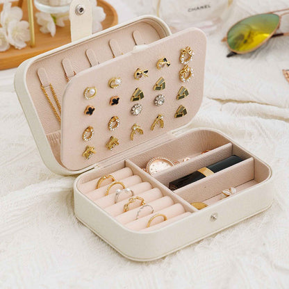 Portable Travel Jewelry Box – Small PU Leather Organizer Case