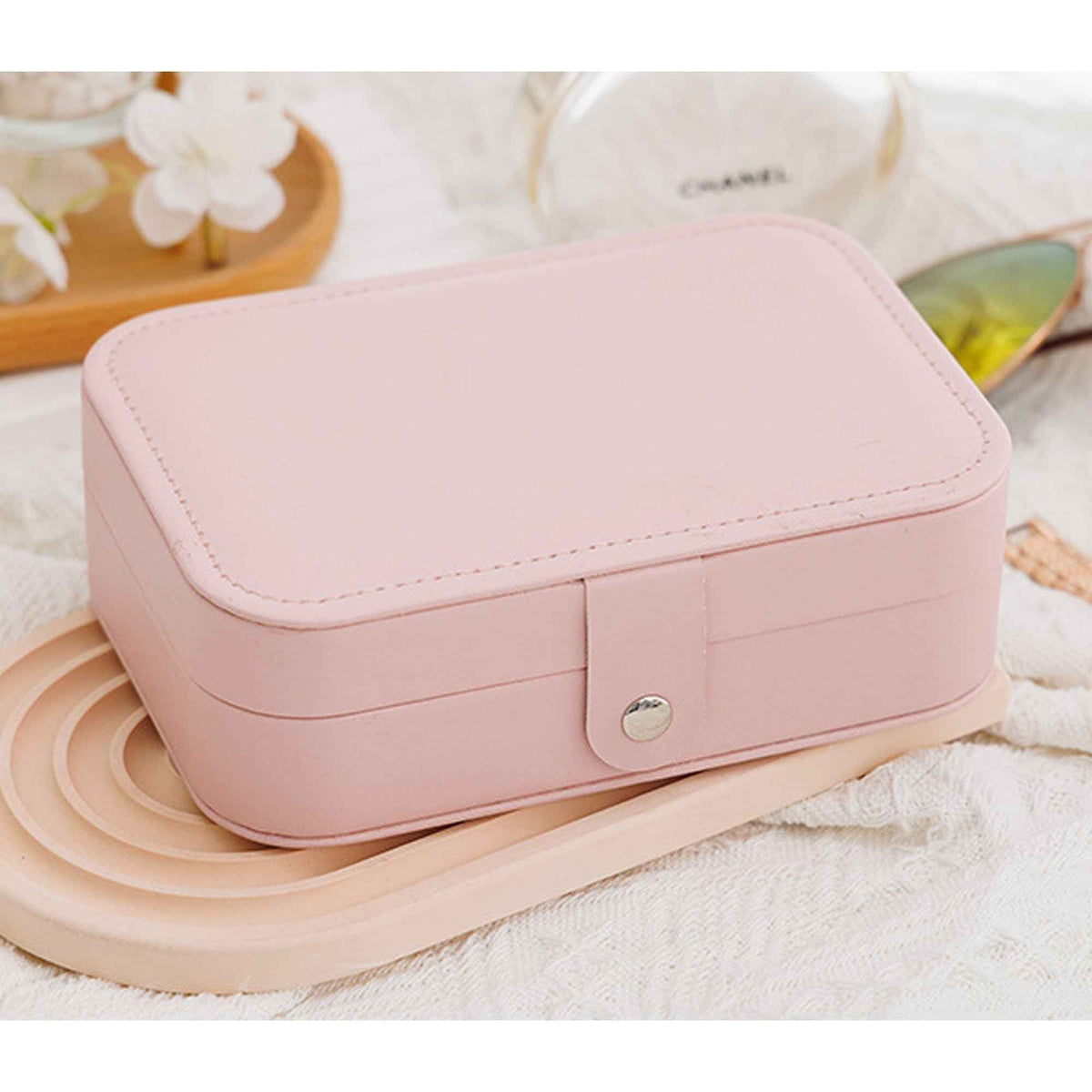 Portable Travel Jewelry Box – Small PU Leather Organizer Case