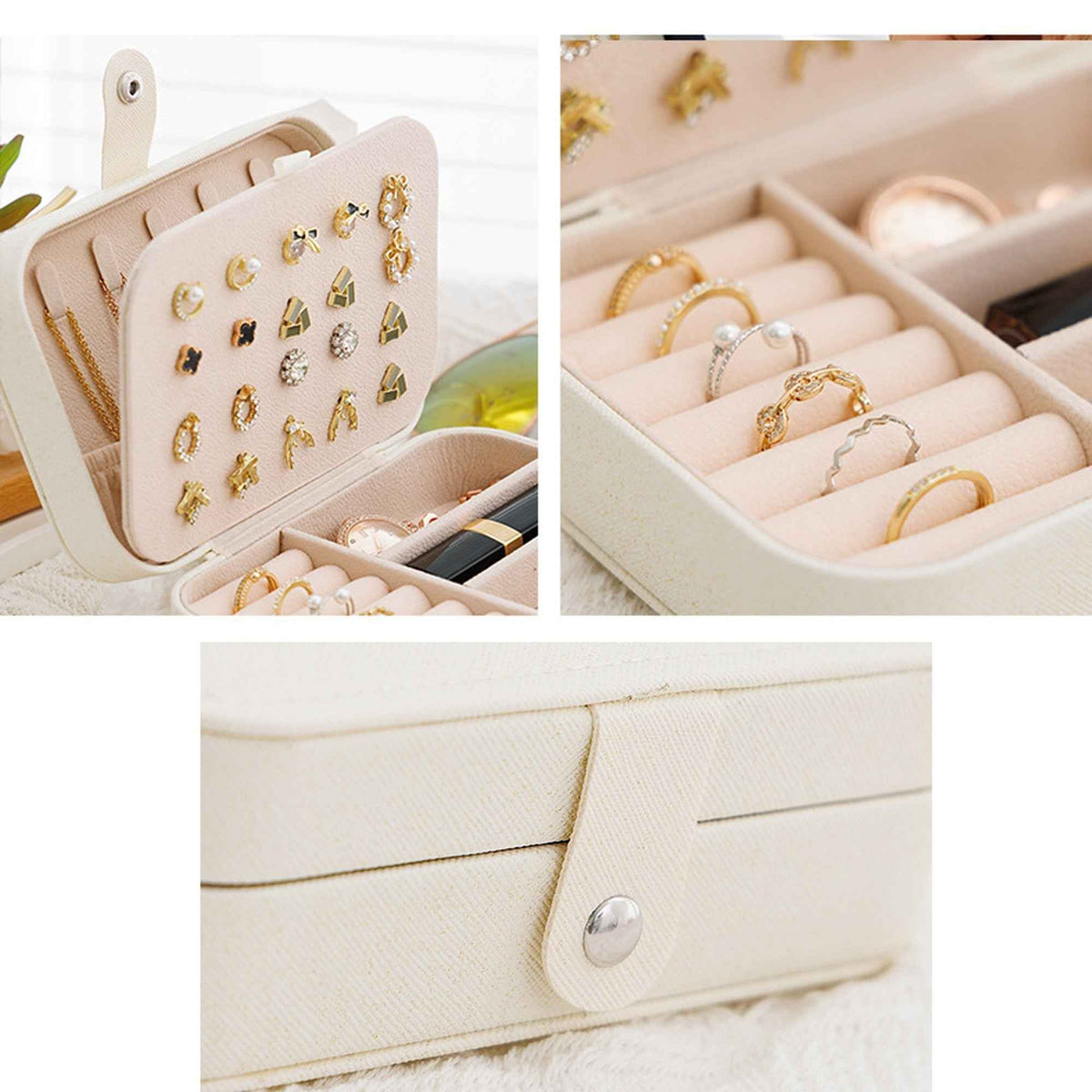 Portable Travel Jewelry Box – Small PU Leather Organizer Case