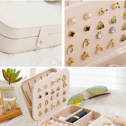 Portable Travel Jewelry Box – Small PU Leather Organizer Case