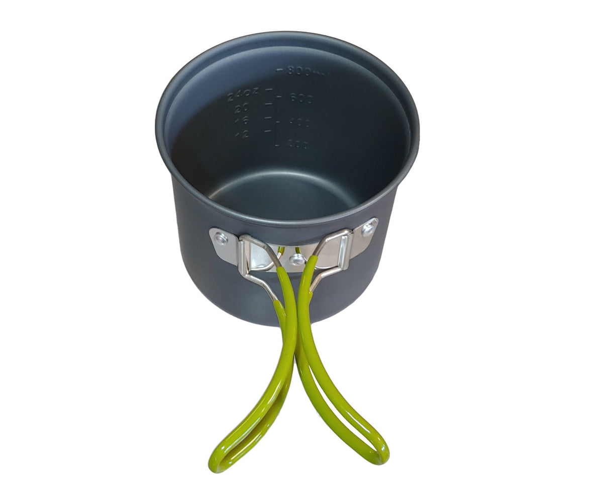 River Country Gear Aluminum Camping Pot Set – 2 Nesting Pots, 8.5 oz, Rubber Handles, Stove-Compatible