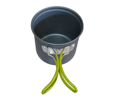 River Country Gear Aluminum Camping Pot Set – 2 Nesting Pots, 8.5 oz, Rubber Handles, Stove-Compatible
