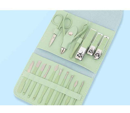 16-Piece Manicure & Pedicure Set – Carbon Steel Travel Grooming Kit