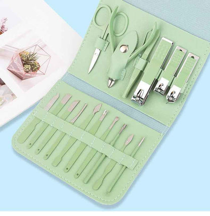 16-Piece Manicure & Pedicure Set – Carbon Steel Travel Grooming Kit