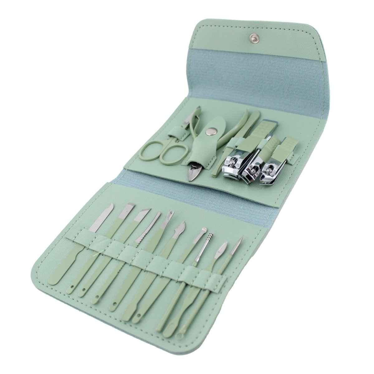 16-Piece Manicure & Pedicure Set – Carbon Steel Travel Grooming Kit