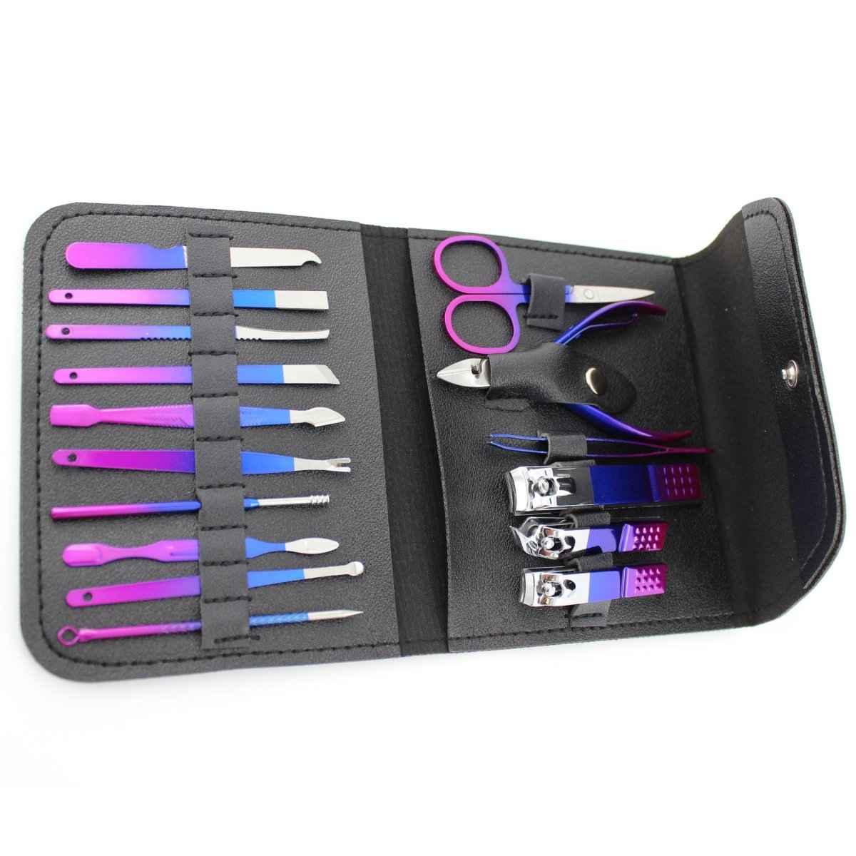 16-Piece Manicure & Pedicure Set – Carbon Steel Travel Grooming Kit