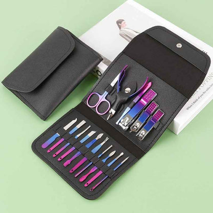 16-Piece Manicure & Pedicure Set – Carbon Steel Travel Grooming Kit