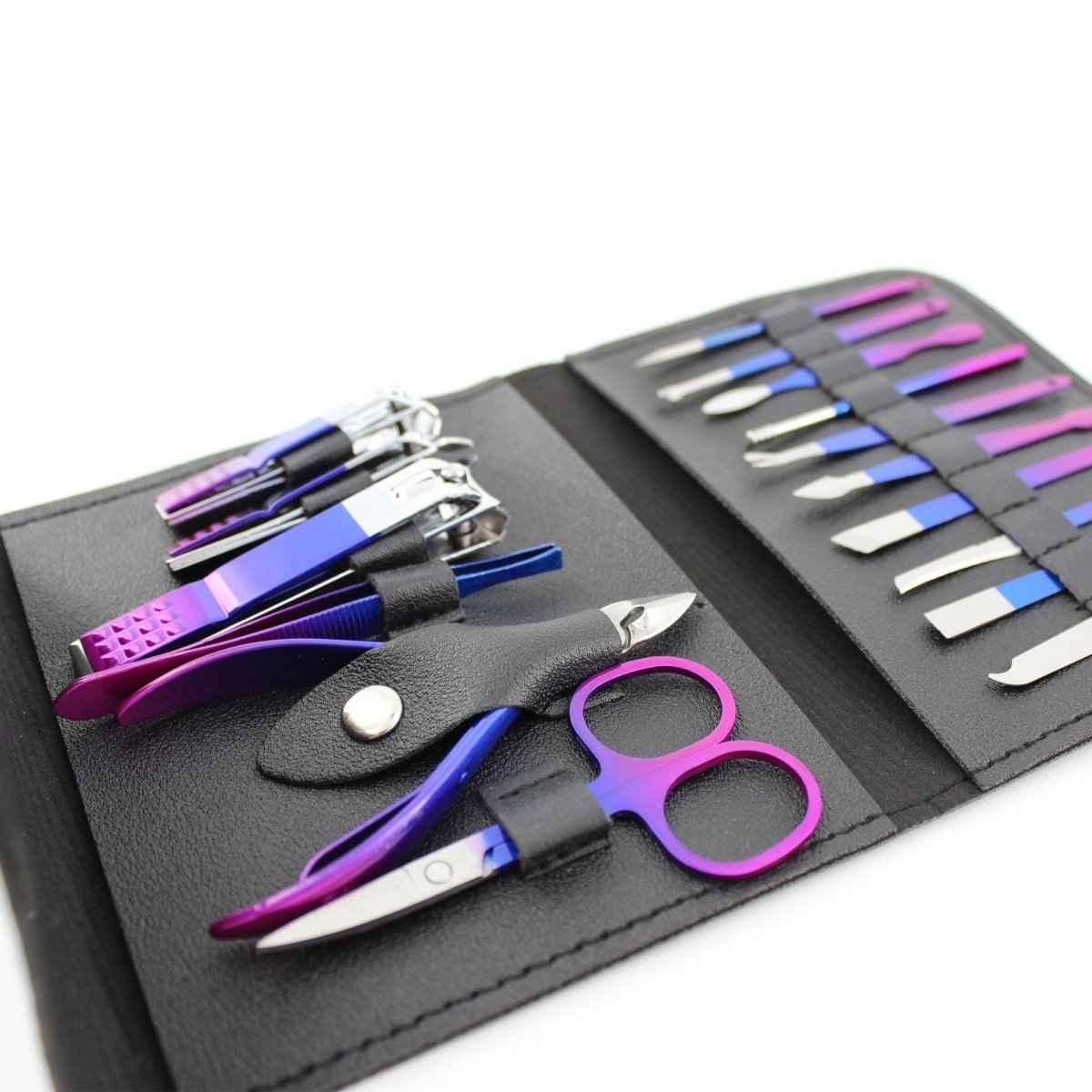 16-Piece Manicure & Pedicure Set – Carbon Steel Travel Grooming Kit
