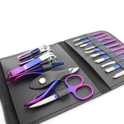 16-Piece Manicure & Pedicure Set – Carbon Steel Travel Grooming Kit