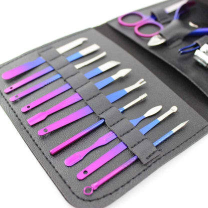 16-Piece Manicure & Pedicure Set – Carbon Steel Travel Grooming Kit