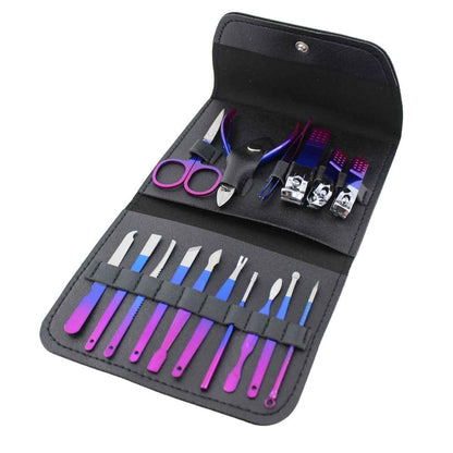 16-Piece Manicure & Pedicure Set – Carbon Steel Travel Grooming Kit