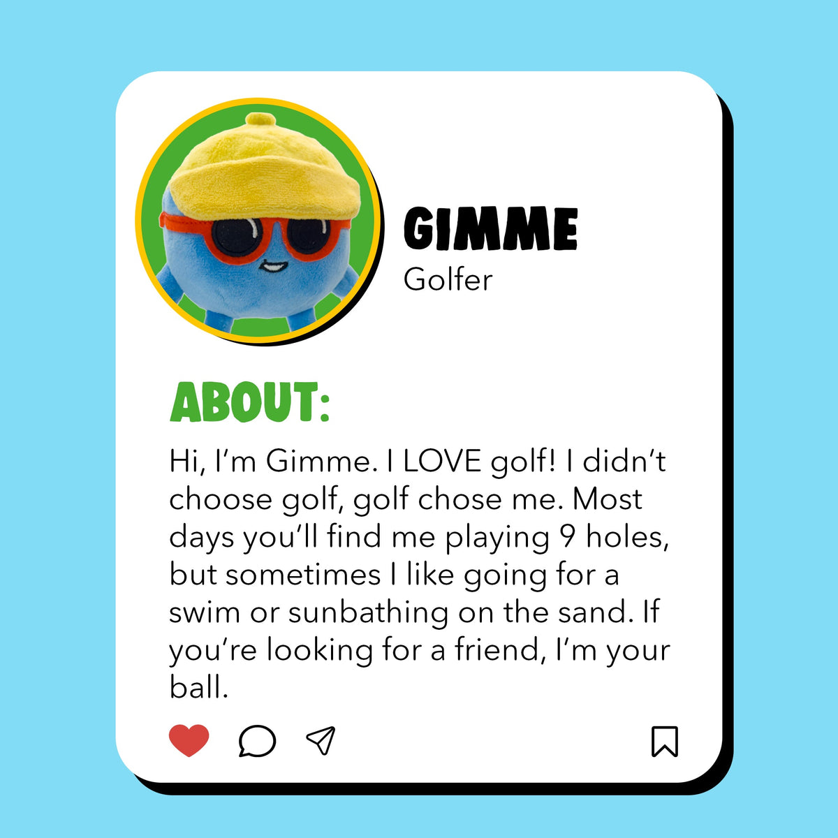 Play Nine Gimme Character Plush Golf Ball - 4"