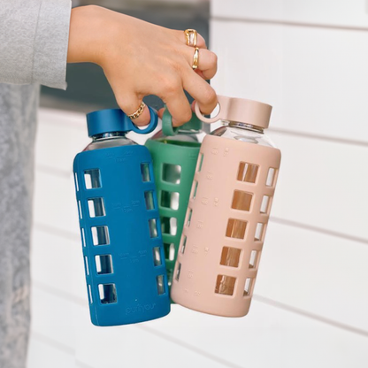 Purifyou Borosilicate Glass Water Bottle with Silicone Sleeve