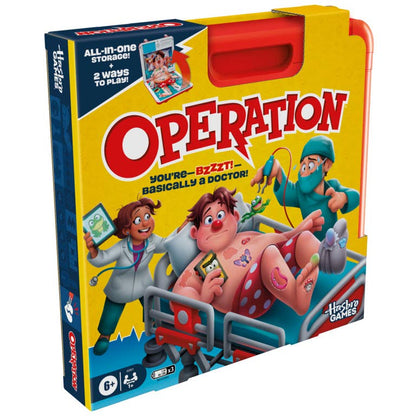 Operation Electronic Board Game with Carrying Case by Hasbro – Ages 6+