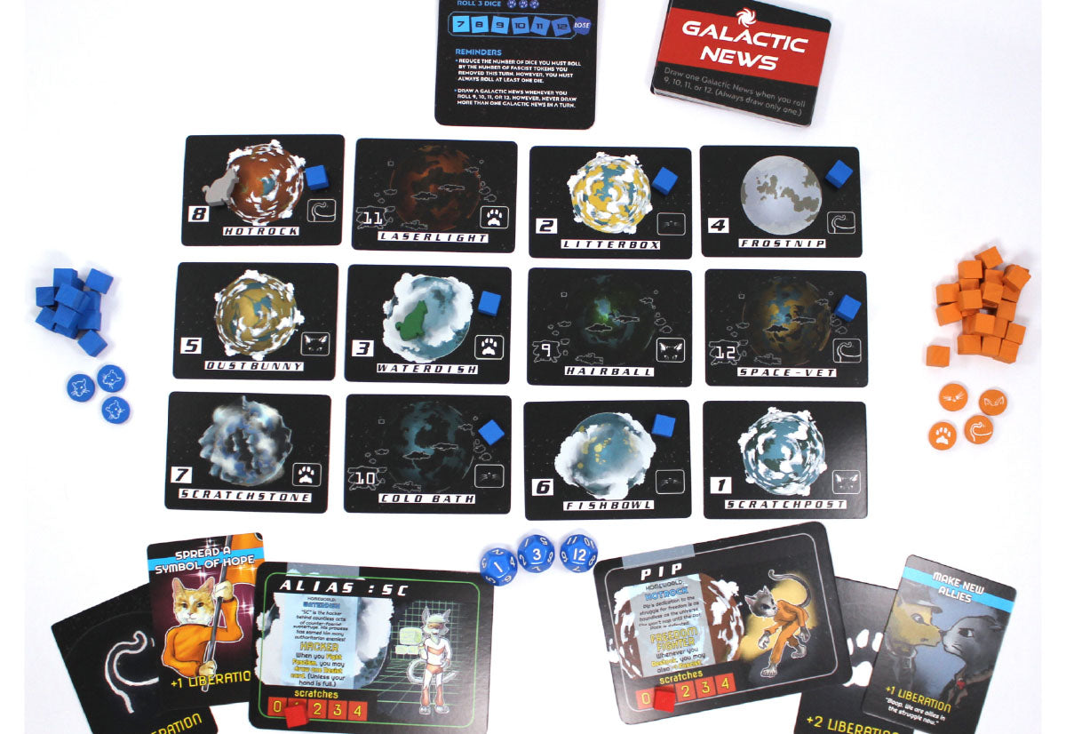 Space Cats Fight Fascism Cooperative Board Game 2-4 Players
