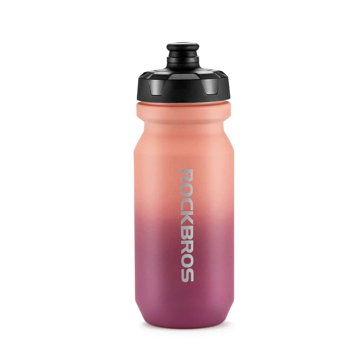 Red-to-purple gradient bike water bottle with black flip-top spout and ROCKBROS logo