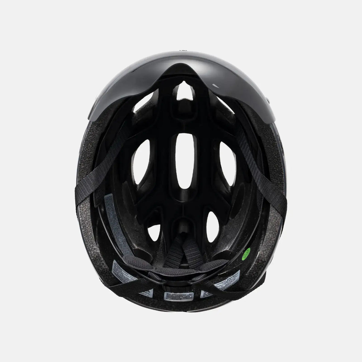 Bike helmet interior padding with vent channels and adjustment liner