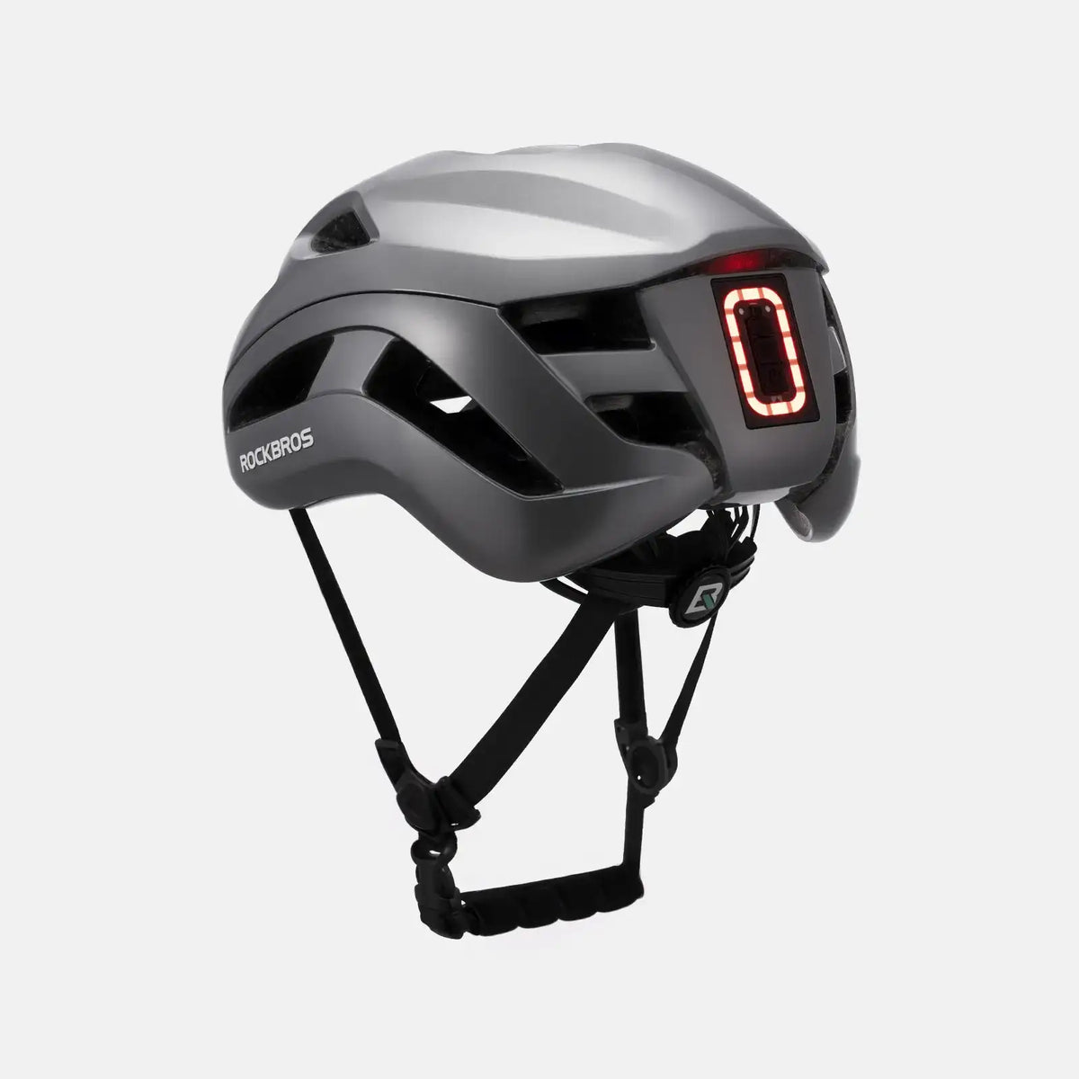 ROCKBROS bike helmet in dark gray with rear red LED light panel