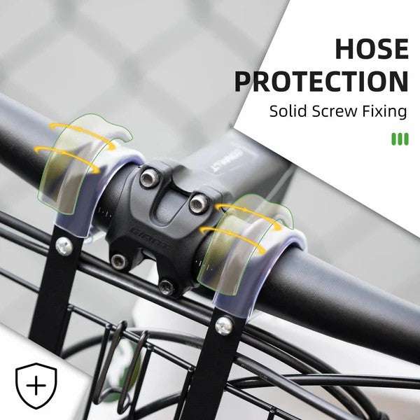 Close-up of folding bike basket mounting clamp on a handlebar bar