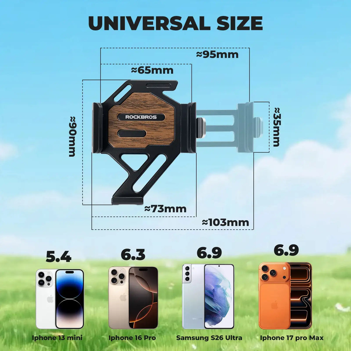 Universal bike phone mount with adjustable cradle and spacer for different phone sizes