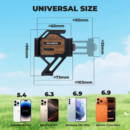 Universal bike phone mount with adjustable cradle and spacer for different phone sizes