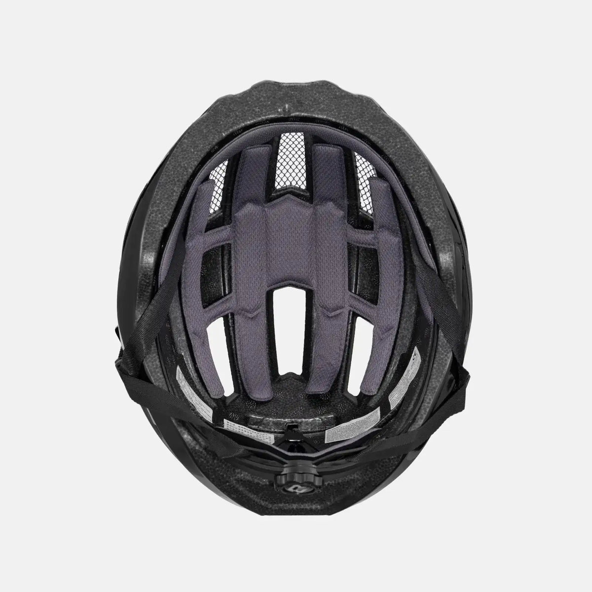 Bike helmet interior padding with adjustable fit webbing in black