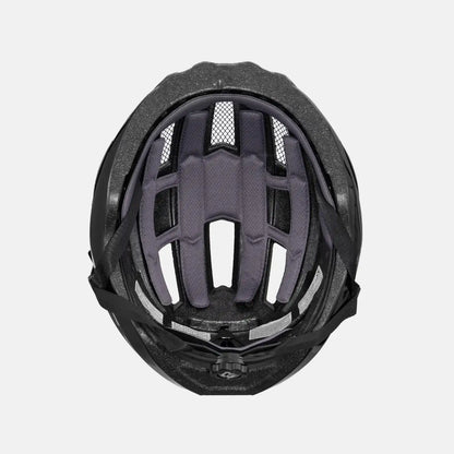 Bike helmet interior padding with adjustable fit webbing in black