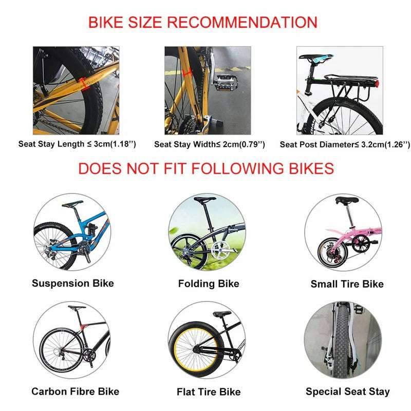 Bike rack fit recommendation chart with icons for compatible and non-fit bikes