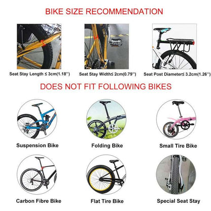 Bike rack fit recommendation chart with icons for compatible and non-fit bikes