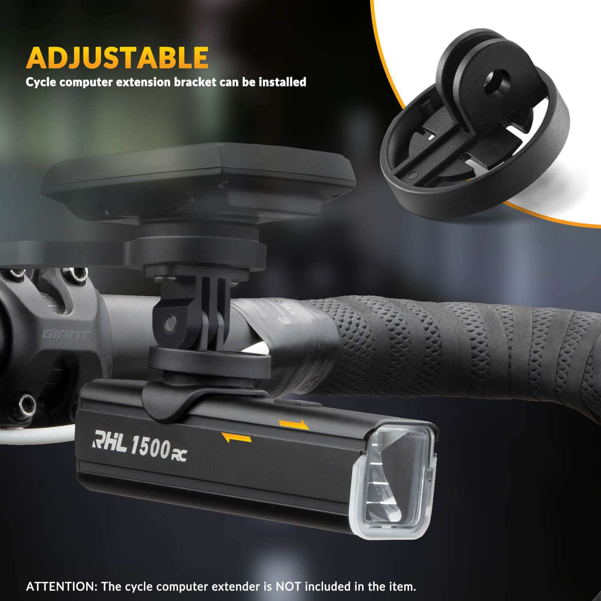 ROCKBROS bike front light with adjustable mount clamp and front lens