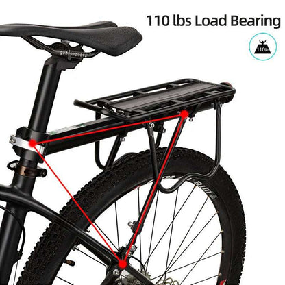 ROCKBROS rear bike rack over rear wheel, black platform with four support bars