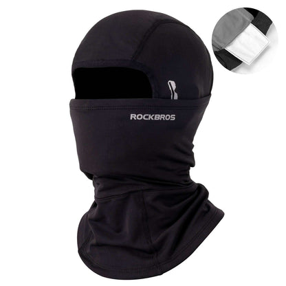 Black thermal ski balaclava with glasses opening and ROCKBROS logo
