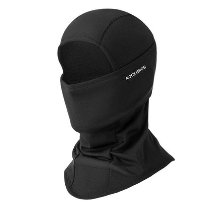 Black thermal balaclava ski mask with face opening and full neck coverage
