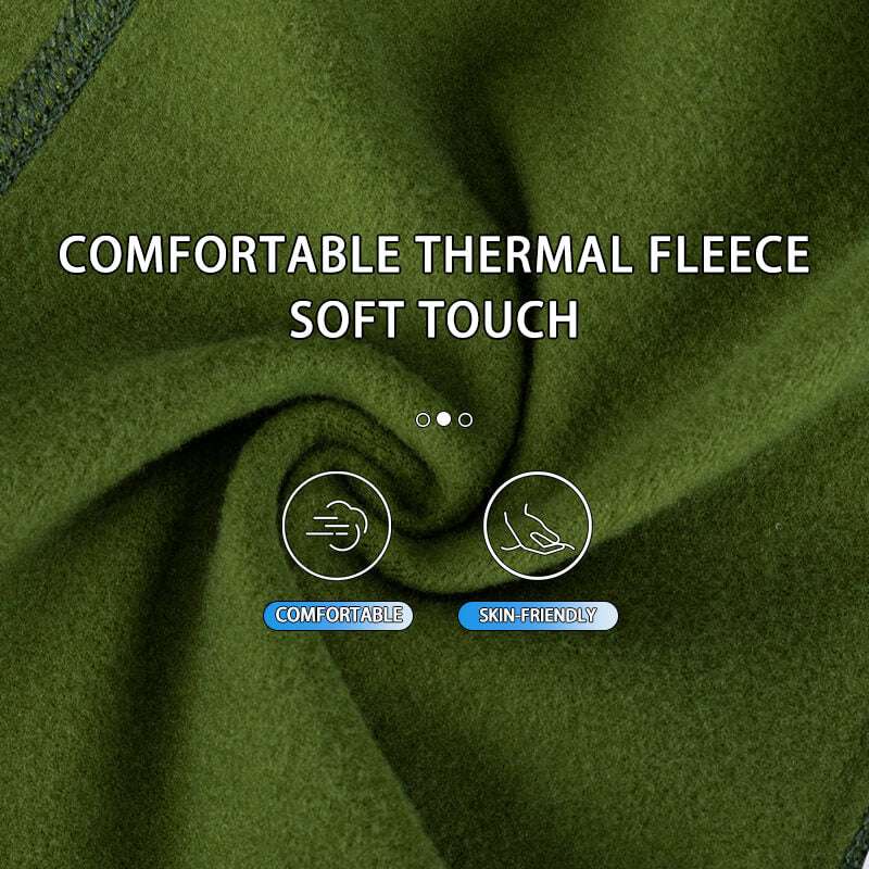 Green thermal fleece balaclava ski mask with soft-touch fabric texture close-up.