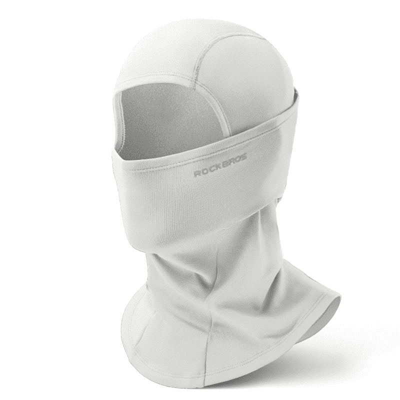 White balaclava ski mask with full face coverage and smooth side seam