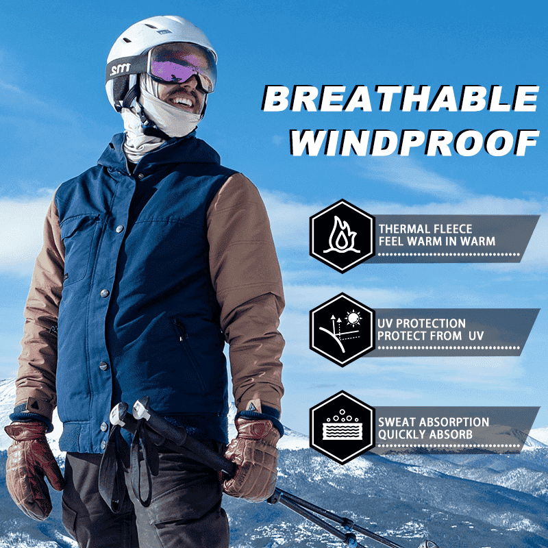 Black balaclava ski mask with thermal fleece face covering and secure hood