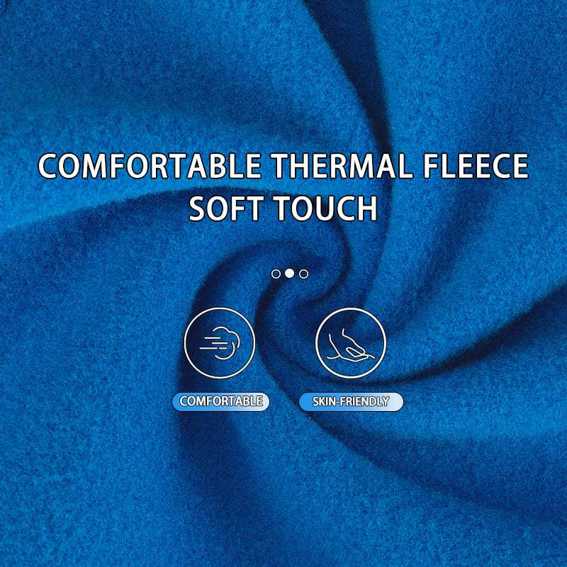 Blue thermal fleece balaclava ski mask fabric close-up, soft-touch texture detail