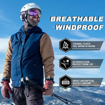Thermal windproof balaclava ski mask, dark color, covering neck and face under helmet