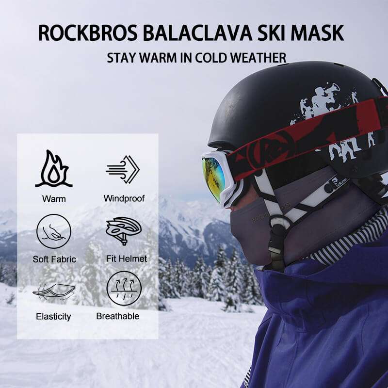 Thermal windproof balaclava ski mask, dark gray, helmet-ready neck and face coverage