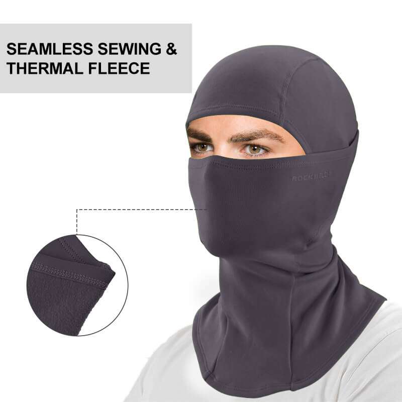 Thermal windproof balaclava ski mask, dark gray, fitted hood with face opening