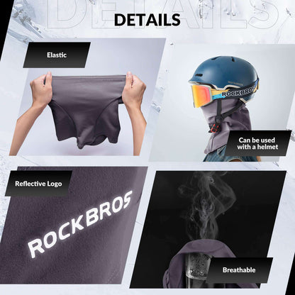 Thermal balaclava ski mask with reflective ROCKBROS logo and elastic stretch design