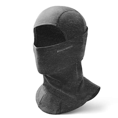 ROCKBROS thermal ski balaclava, dark gray hood with face opening and neck coverage