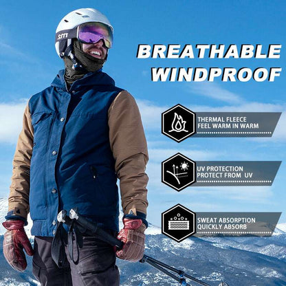 ROCKBROS thermal fleece windproof balaclava, dark face mask with integrated hood