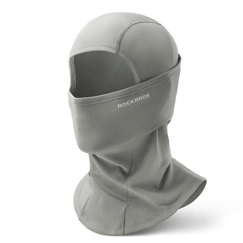 Cement gray thermal balaclava ski mask with full face coverage and neck flap