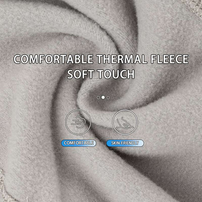 Gray thermal fleece balaclava fabric with soft-touch texture and curved face opening