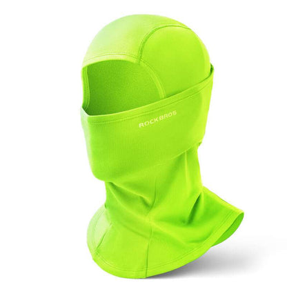 ROCKBROS thermal ski balaclava, neon green hood with full face cover and neck drape