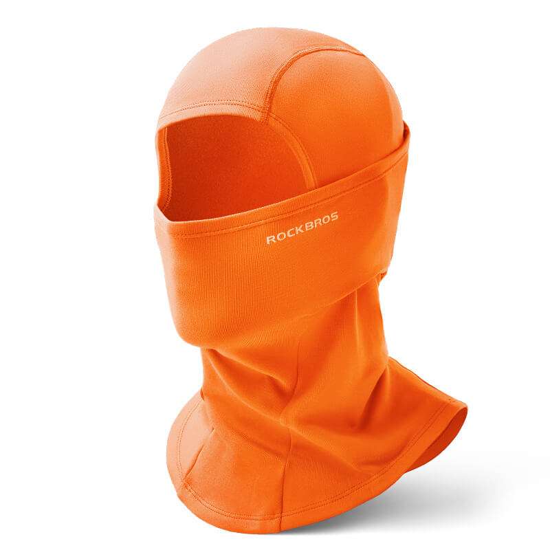 Thermal windproof balaclava ski mask in orange with full head and neck coverage
